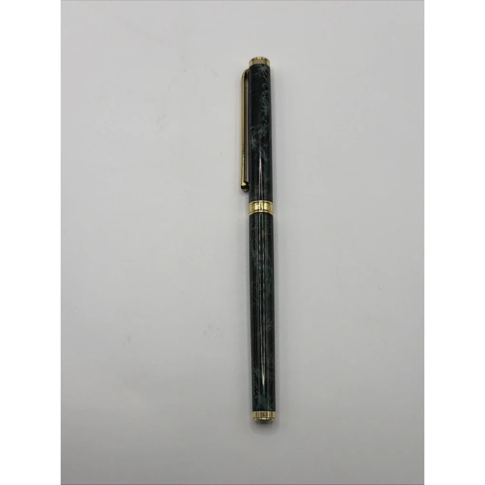 Vintage Pelikan Triari Ball Point Pen Green Marble & Gold